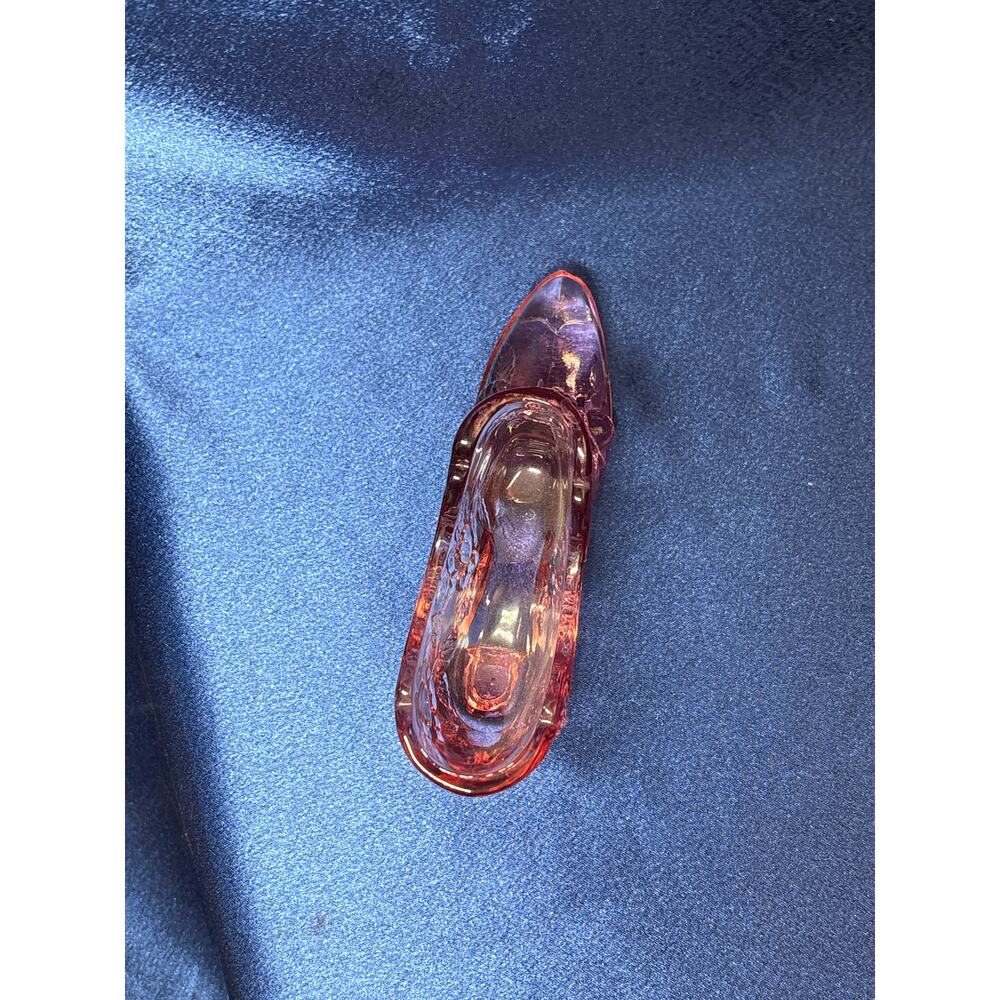 Vintage Fenton Pink Cabbage Roll Pattern Glass Boot - Picture 6 of 7